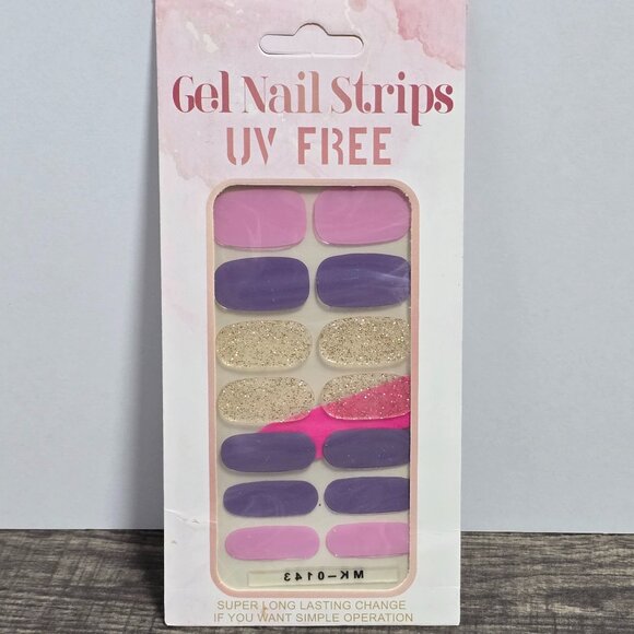🖤 3/$12 Purple, Lavender and Gold Glitter Nail Polish Strips - No UV Brand New - Picture 2 of 3